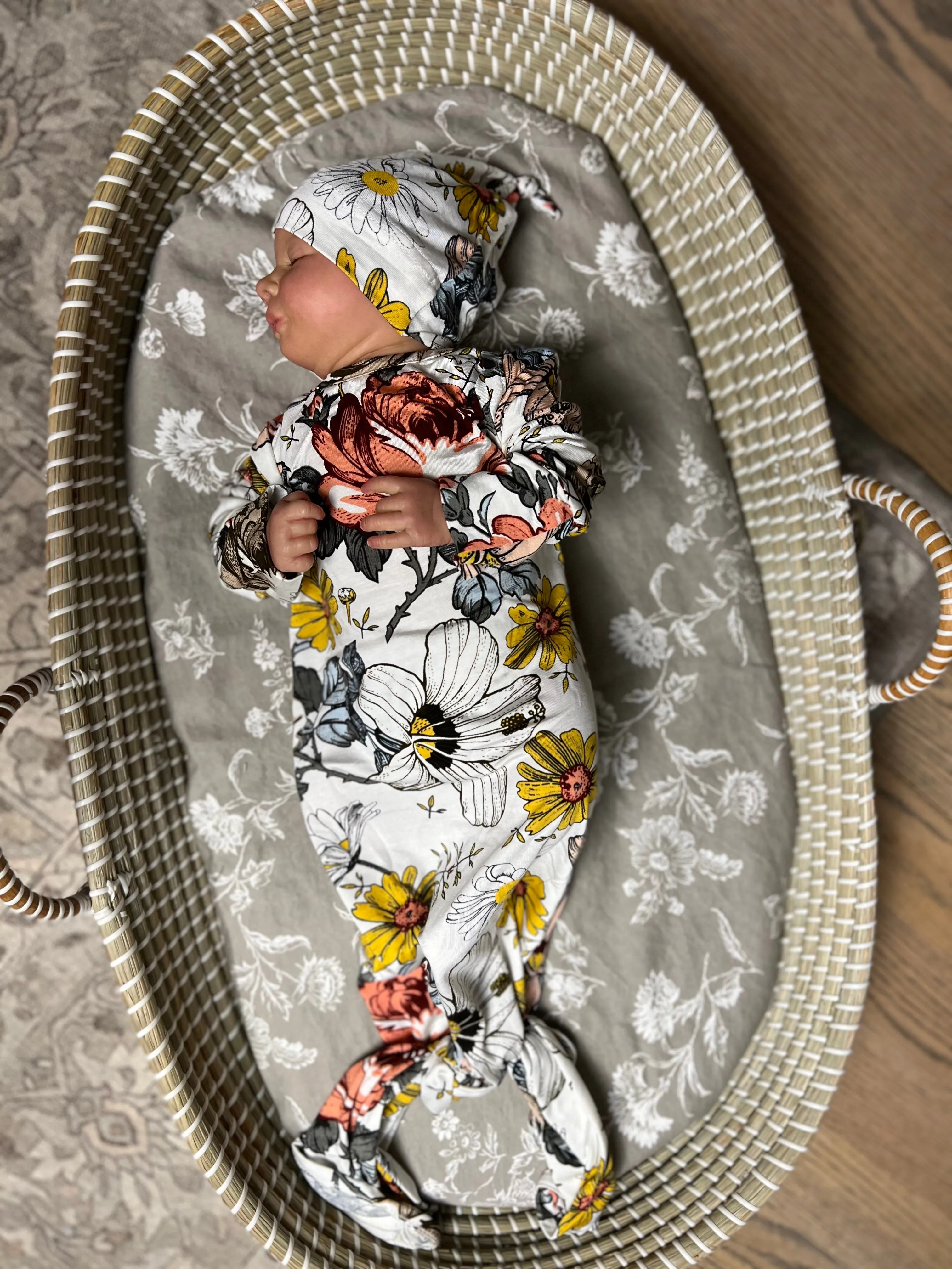 Baby Knot Gown  Set: Vintage Floral