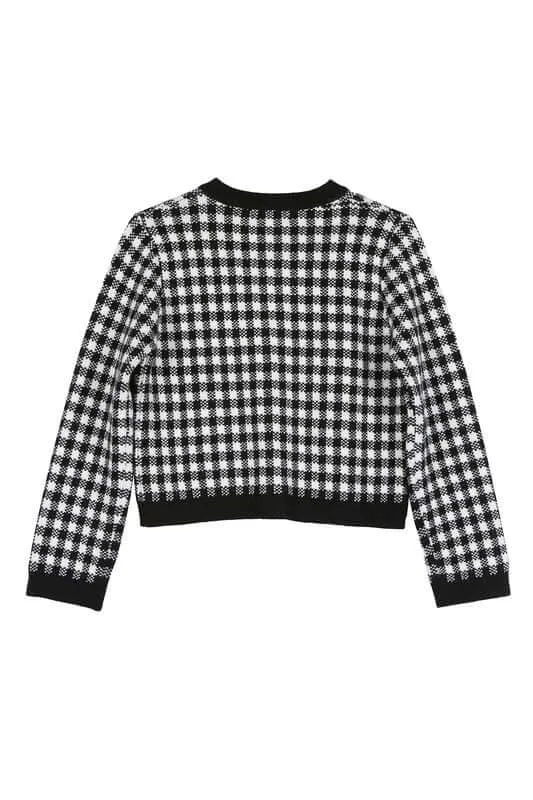 Black Check Knitted Jacket