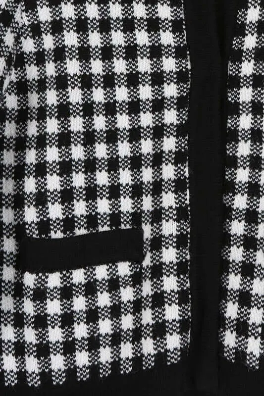 Black Check Knitted Jacket