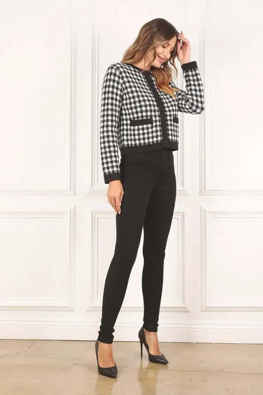 Black Check Knitted Jacket