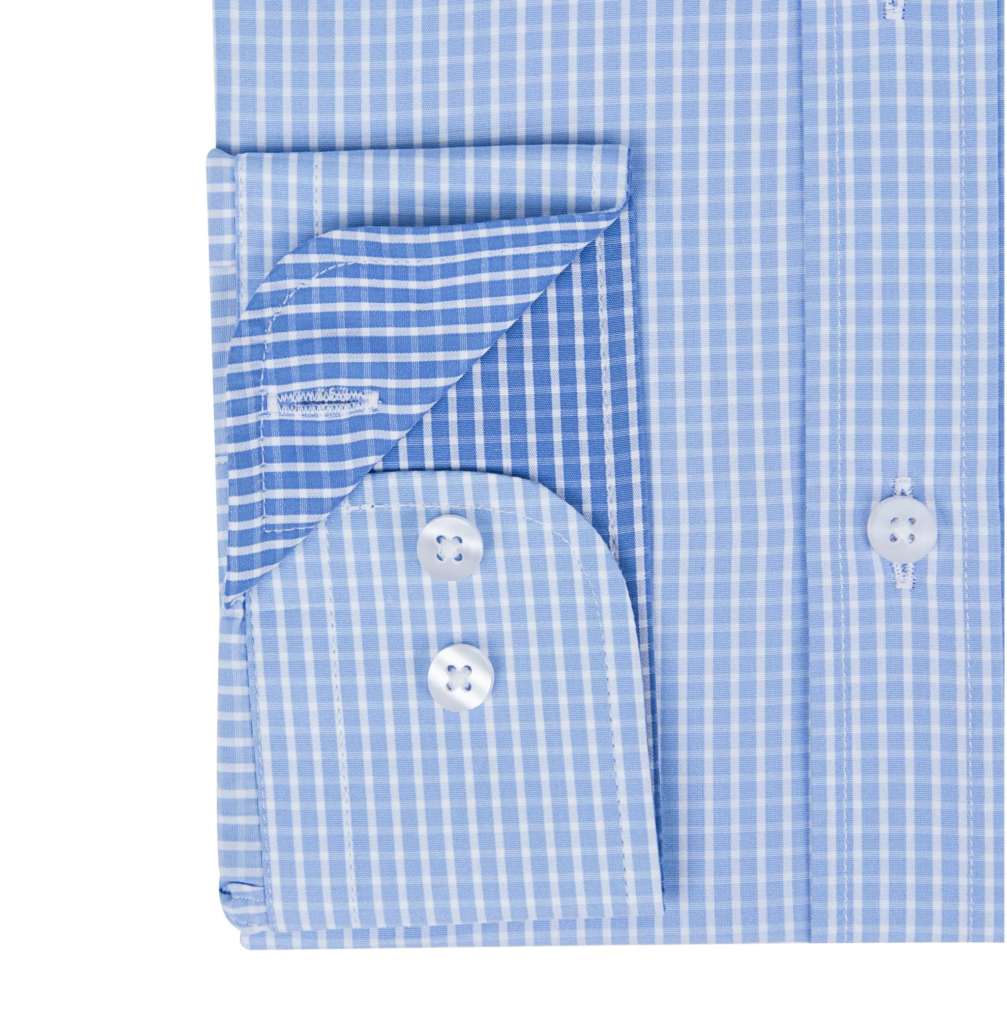 Blue Fine Poplin Check Men's Shirt