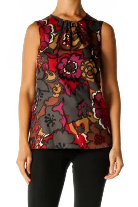 Brown Graphic Print Chic Blouse