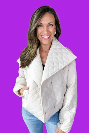 Bubble Sleeve Snap Button Quilted Puffer Jacket