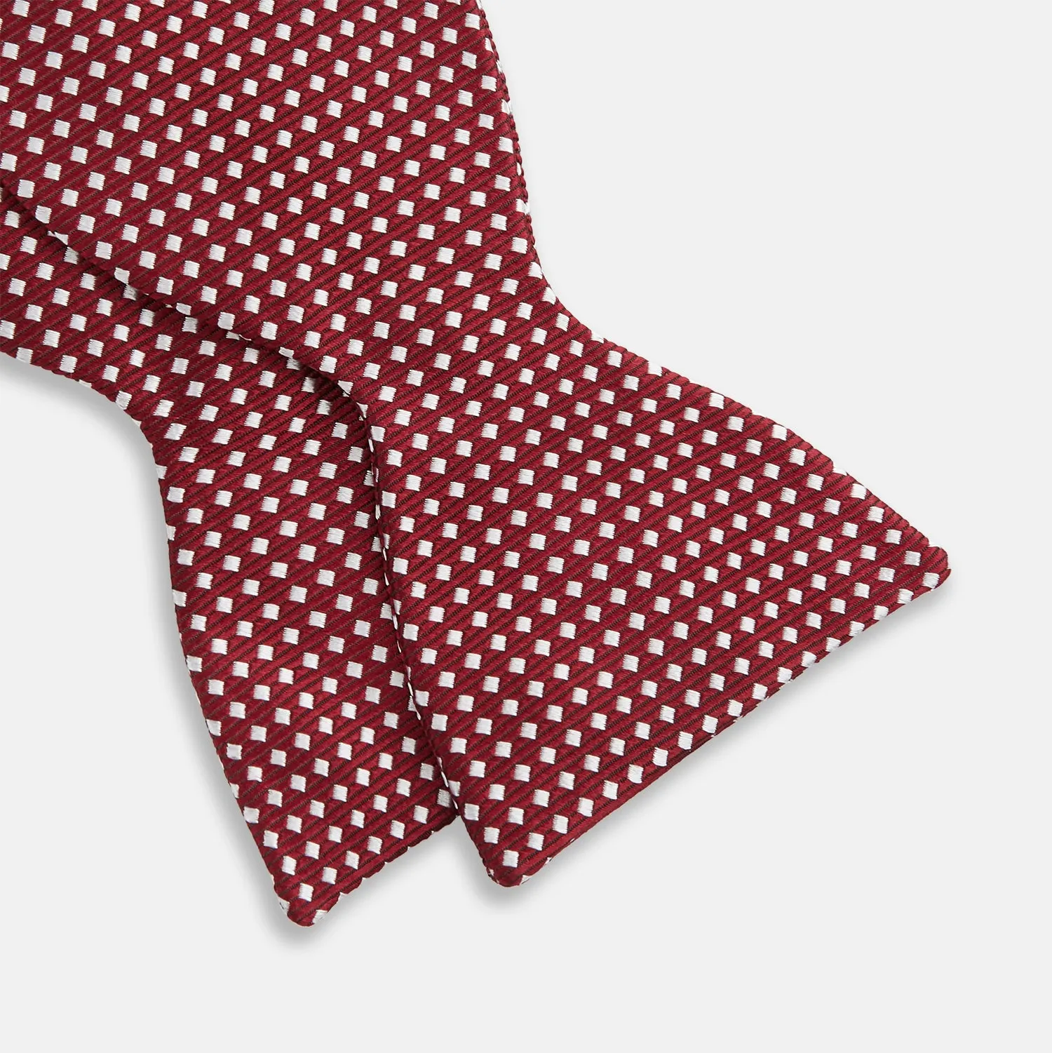 Burgundy and White Diamond Silk Bow Tie