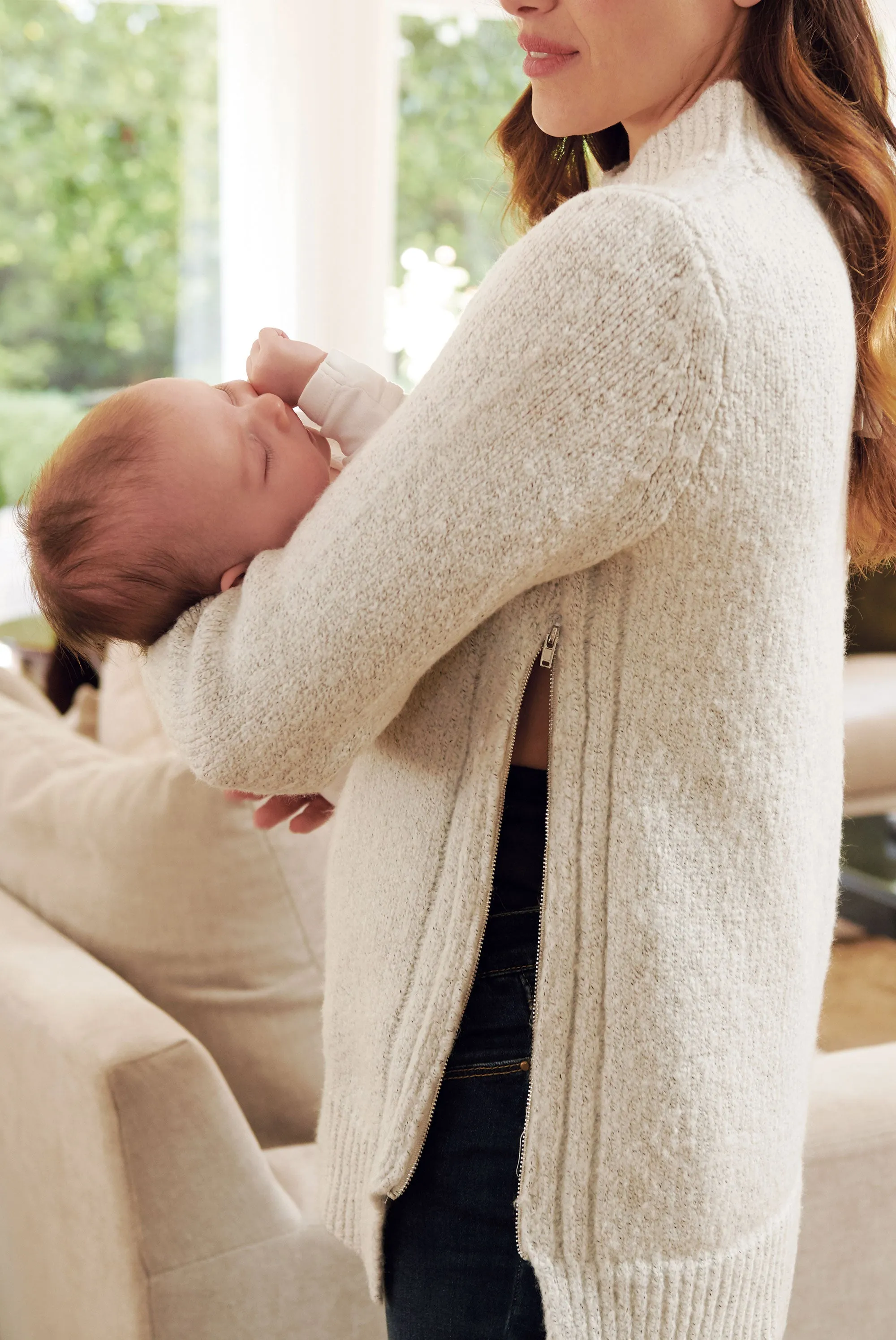 Cable Knit Maternity Nursing Sweater Ripe