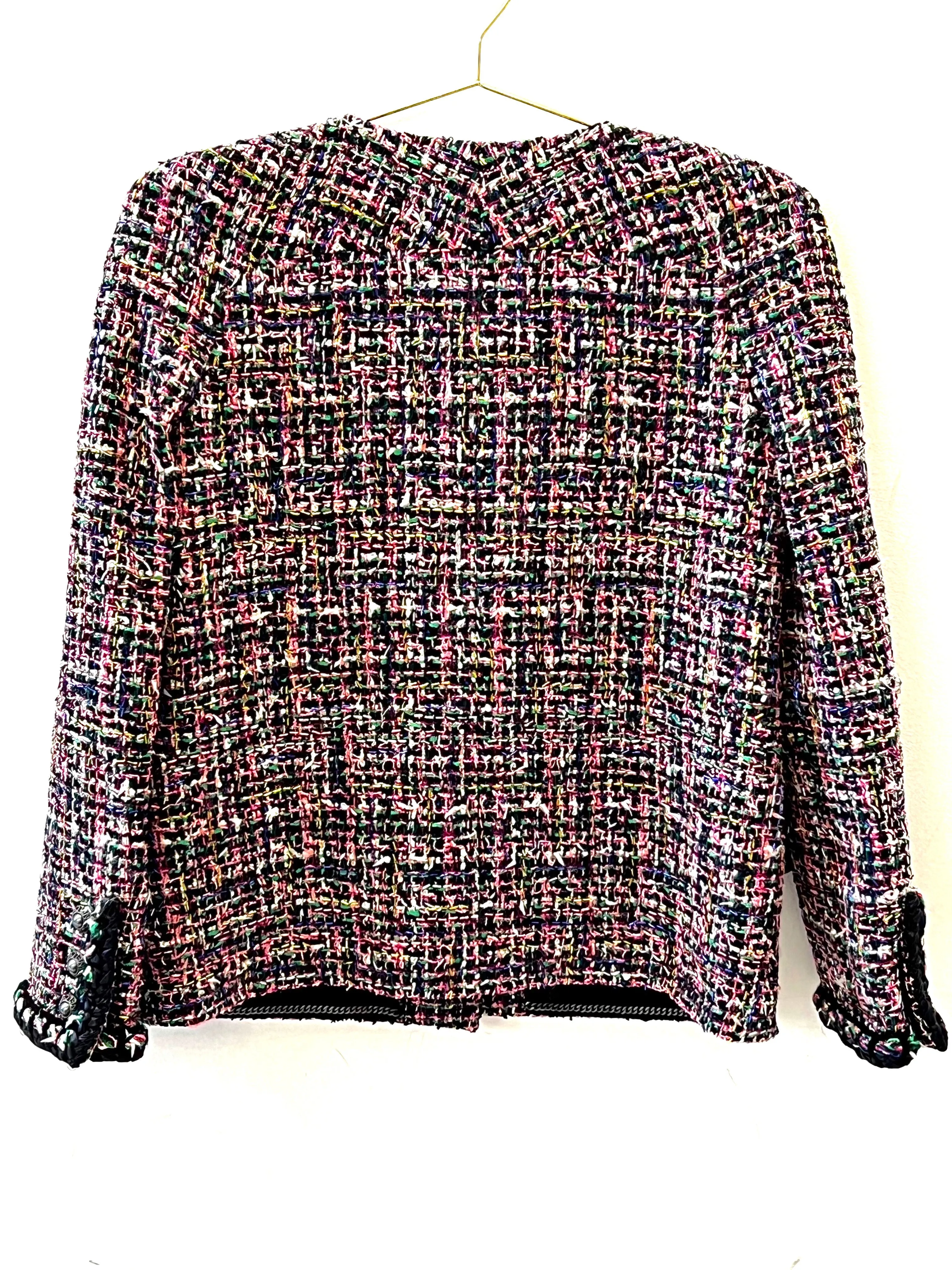 CHANEL BLACK MULTICOLOR TWEED TIMELESS JACKET