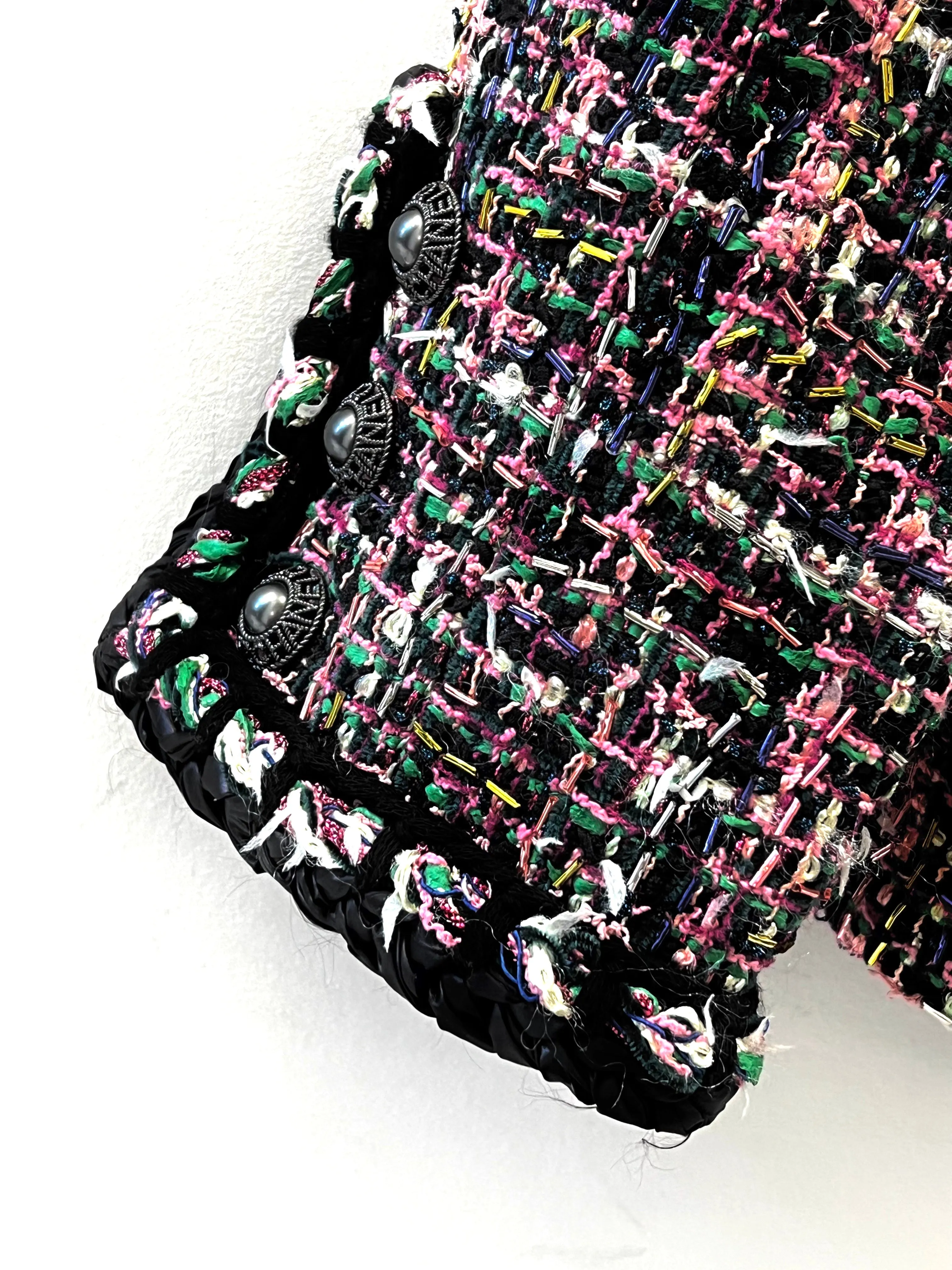 CHANEL BLACK MULTICOLOR TWEED TIMELESS JACKET