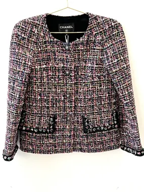 CHANEL BLACK MULTICOLOR TWEED TIMELESS JACKET