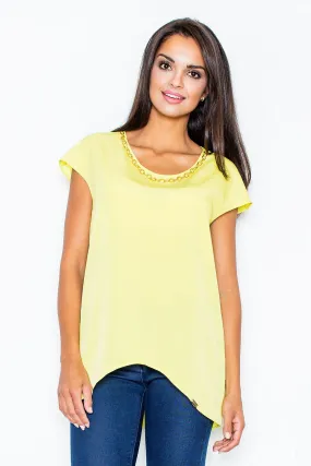 Chic Asymmetrical Top with Luxe Gold Chain Accent