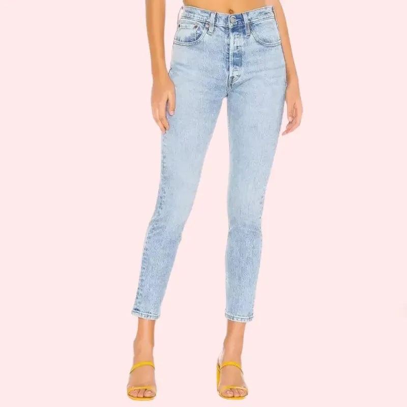 Chic Blue High Rise Skinny Jeans with Low Stretch