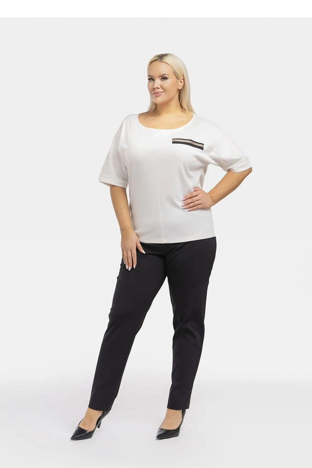 Chic Plus Size Teya Blouse with Stylish Ribbon Accent