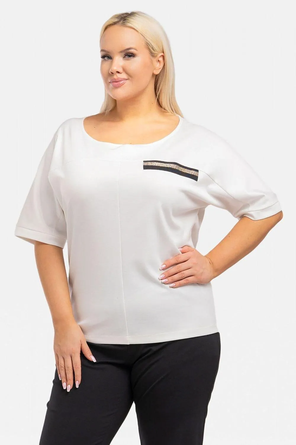 Chic Plus Size Teya Blouse with Stylish Ribbon Accent