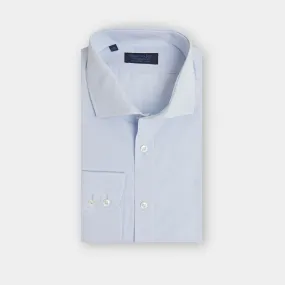 Contemporary Fit, Cut-away Collar, 2 Button Cuff Shirt in a Plain Ice Blue Poplin Cotton