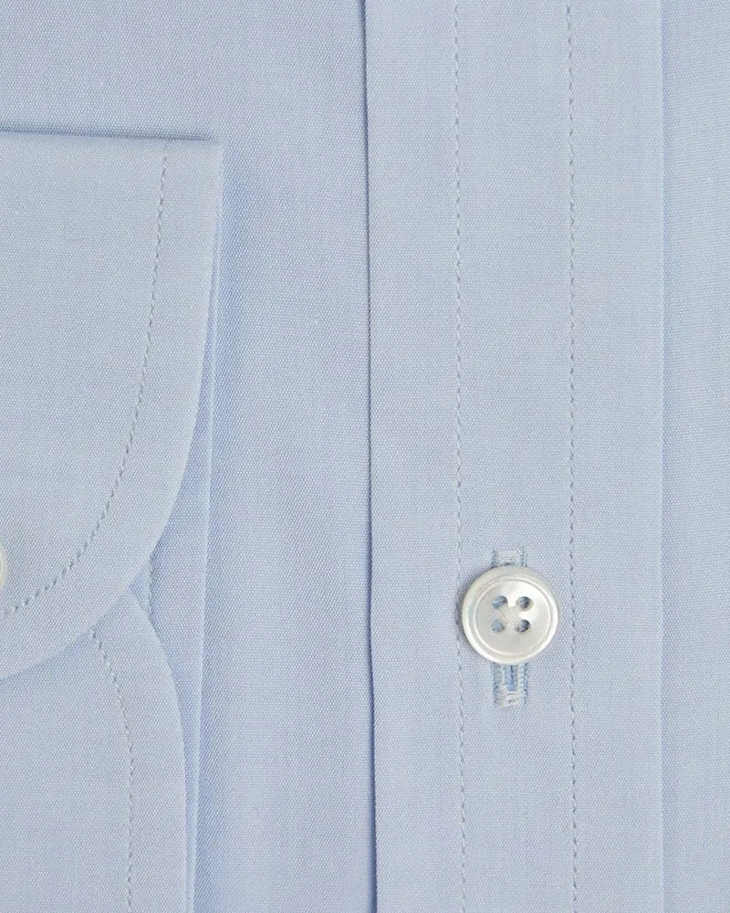 Contemporary Fit, Cut-away Collar, 2 Button Cuff Shirt in a Plain Ice Blue Poplin Cotton