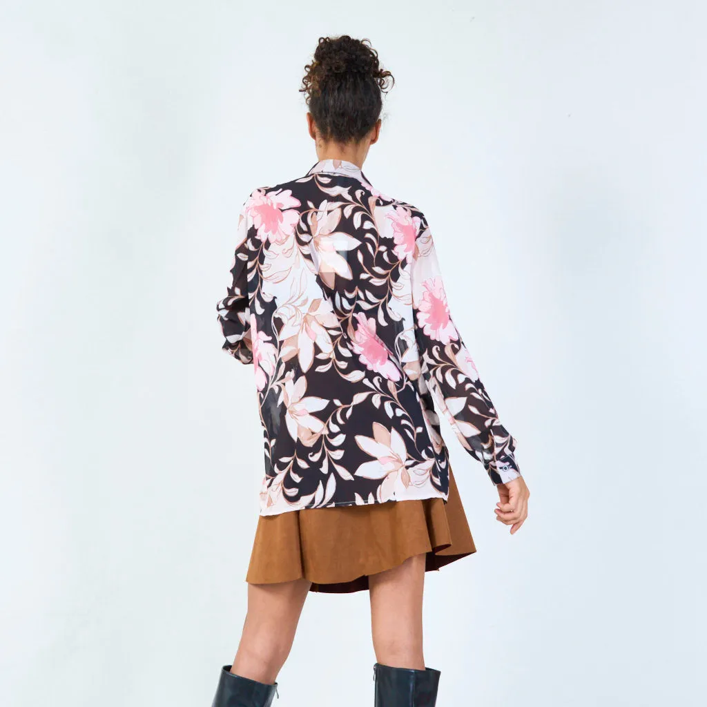 Dark floral print blouse wholesale