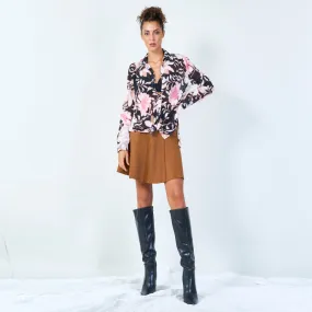 Dark floral print blouse wholesale