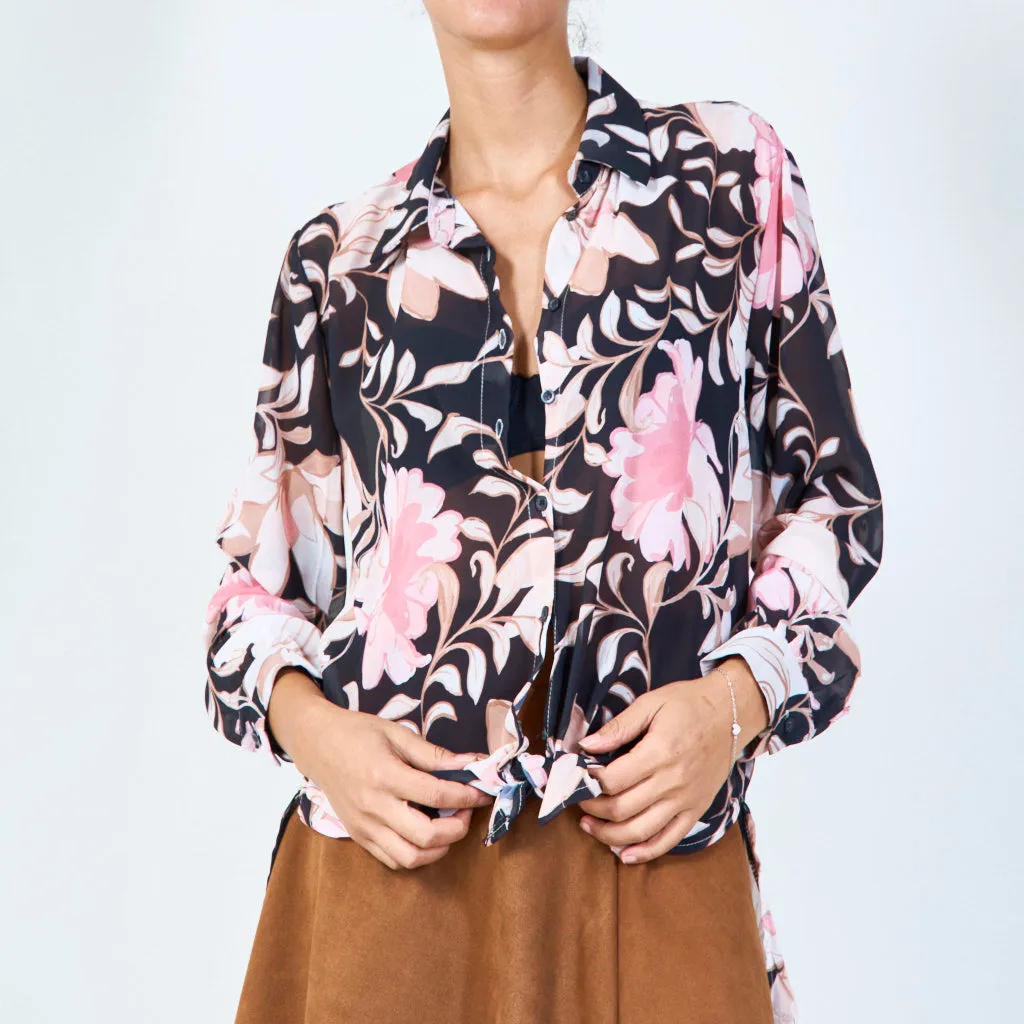 Dark floral print blouse wholesale