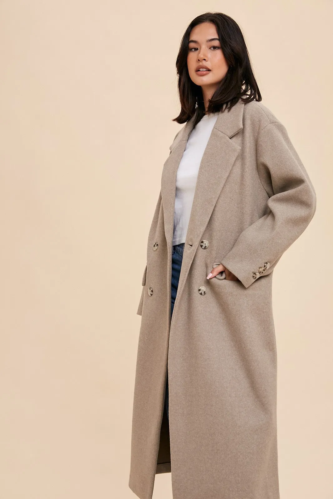 Double Breasted Lapel Duster Coat