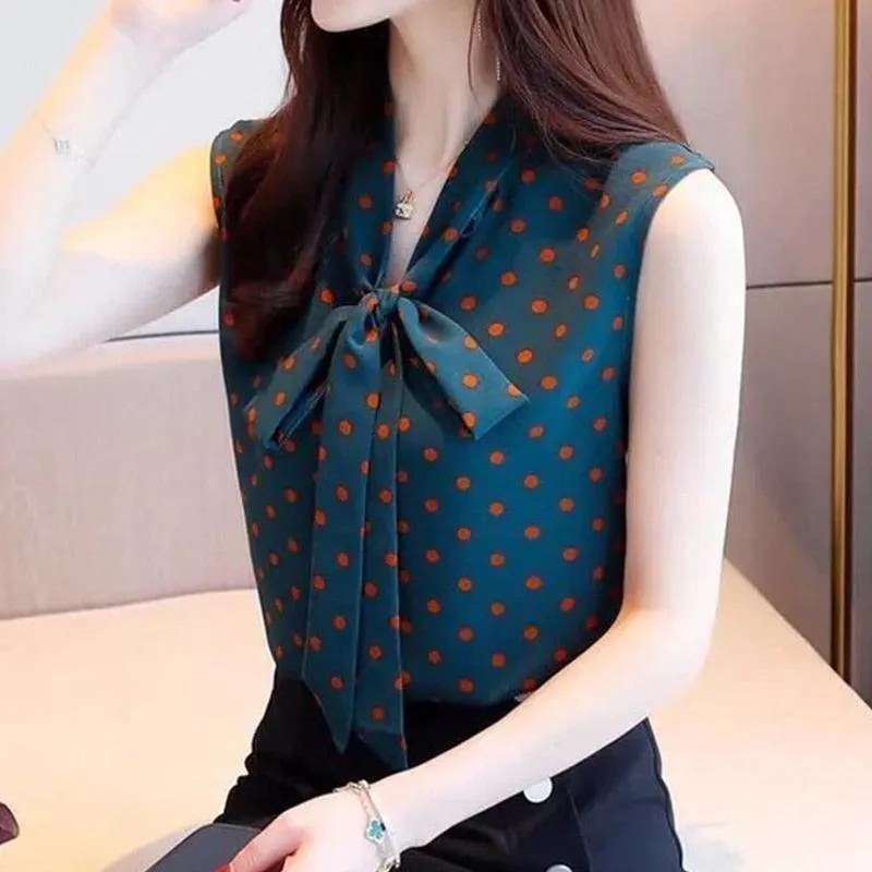 Elegant Bow-Accent Vintage Plaid Chiffon Blouse