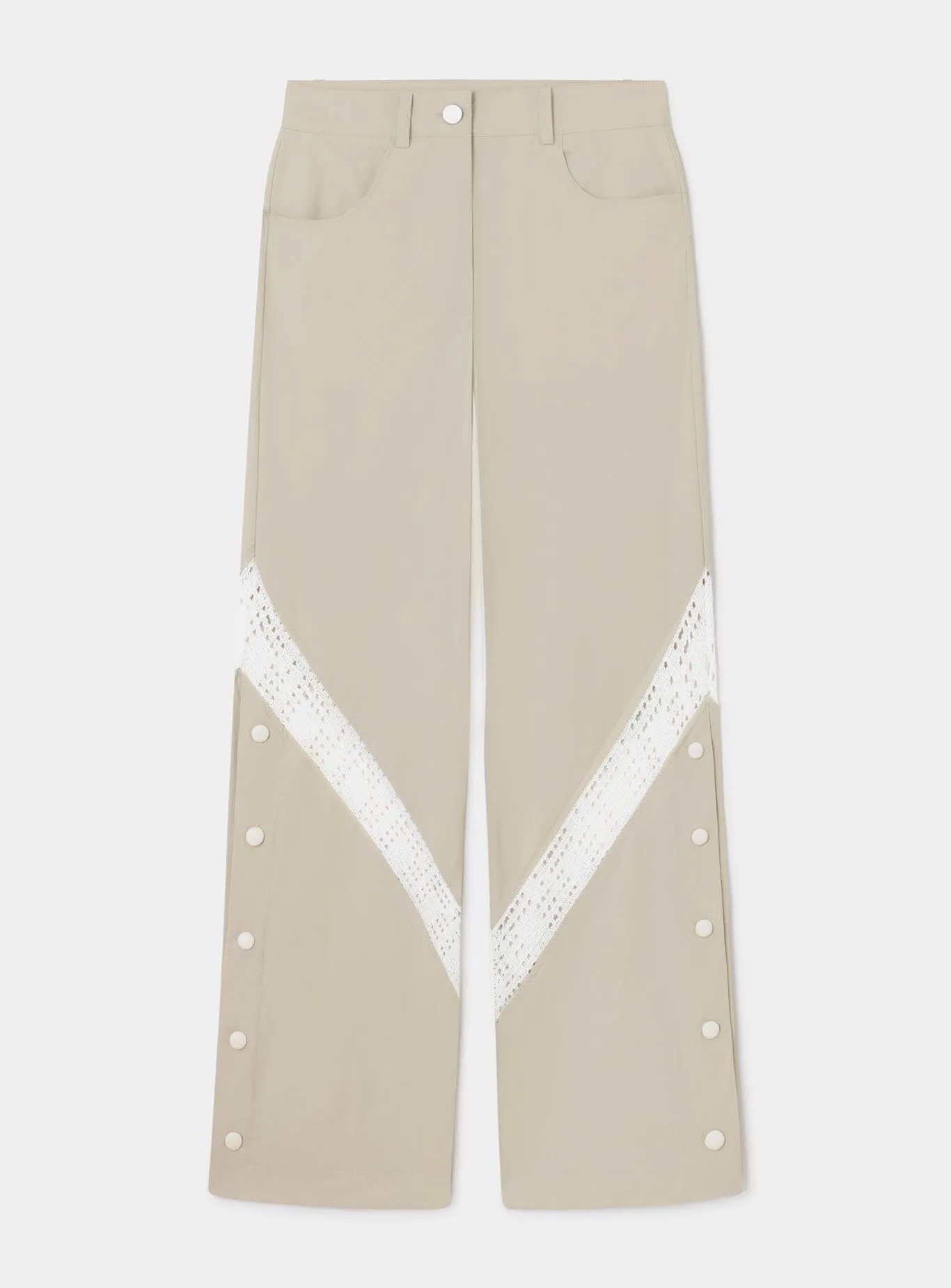 ELLIE BEIGE RELAXED CUT-OUT PANTS