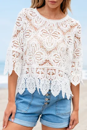 Emmie Bohemian Macrame Lace Crochet Half Sleeve Blouse