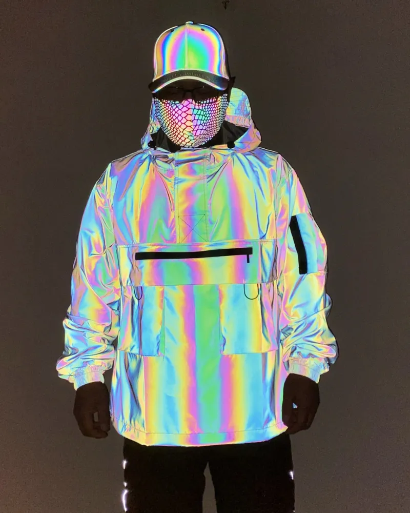 Functional Reflective Half-Zip Hooded Jacket