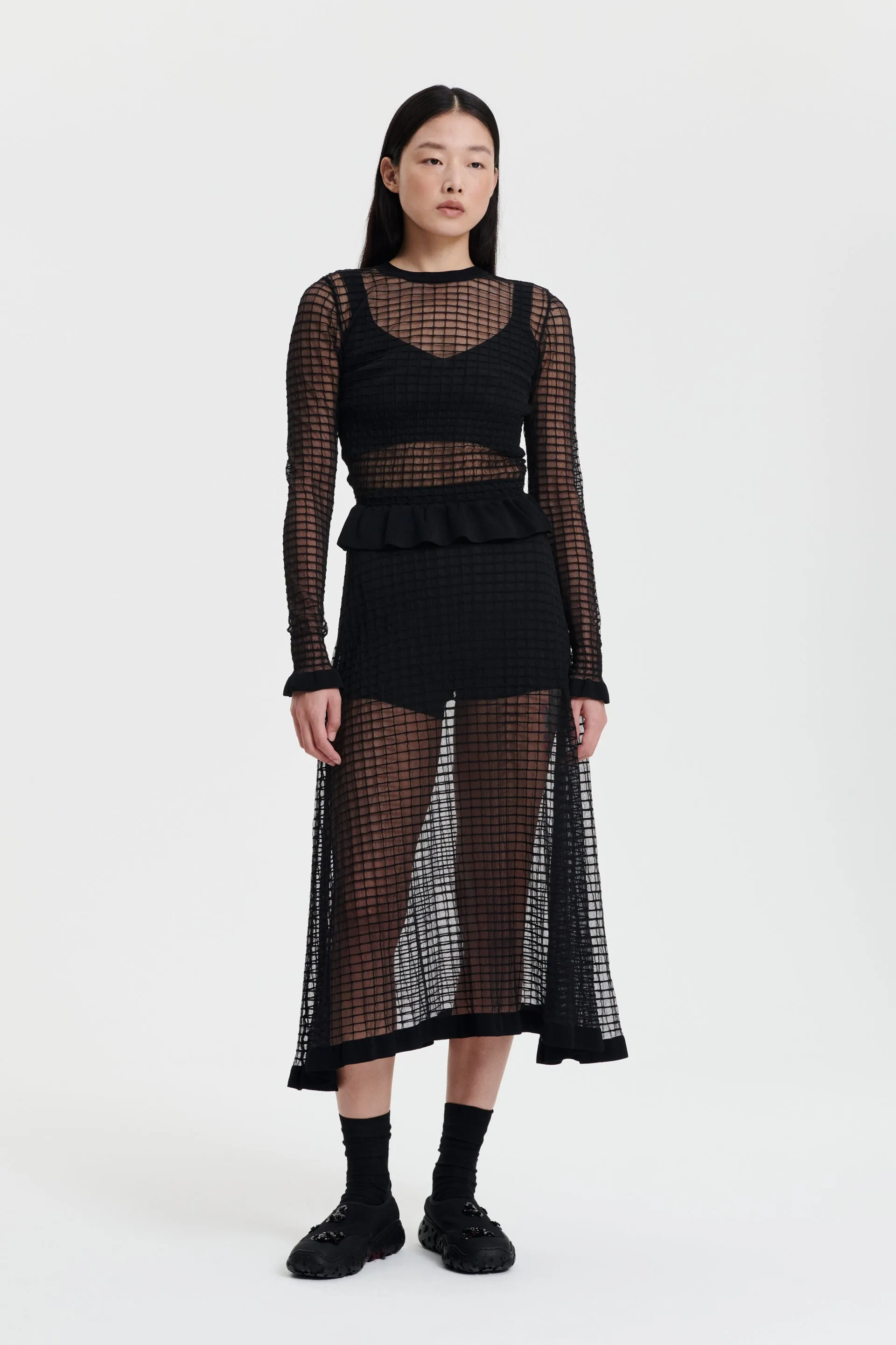 GEMMA | SKIRT MATISSE SHEER GRID BLACK