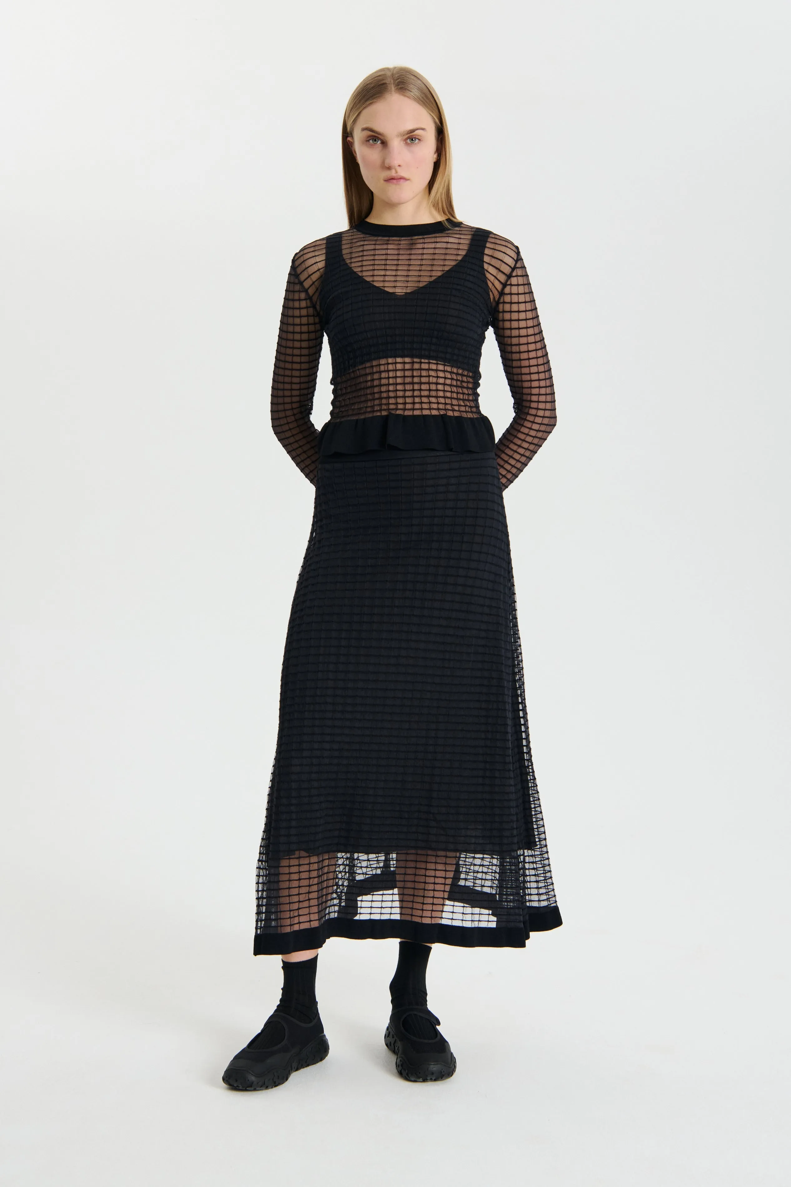 GEMMA | SKIRT MATISSE SHEER GRID BLACK