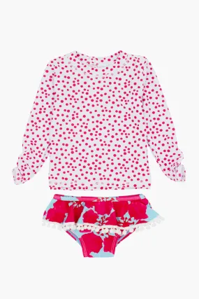 Girls Swimsuit Feather 4 Arrow Sandy Toes Girls Swim Set - Raspberry (Size 3 left)