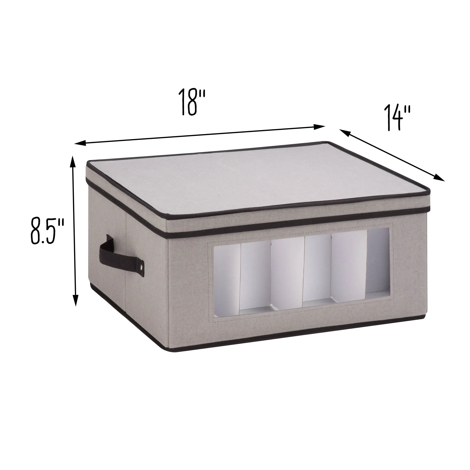 Gray Fabric Closet Storage Box with Lid, Clear-View Window and Removable Dividers