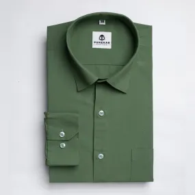 Green Color Lycra Twill Cotton Shirt For Men