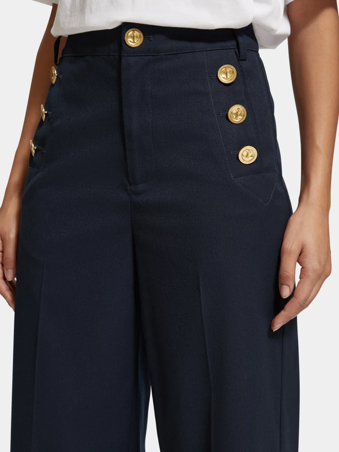 Hana high-rise wide-leg sailor pant