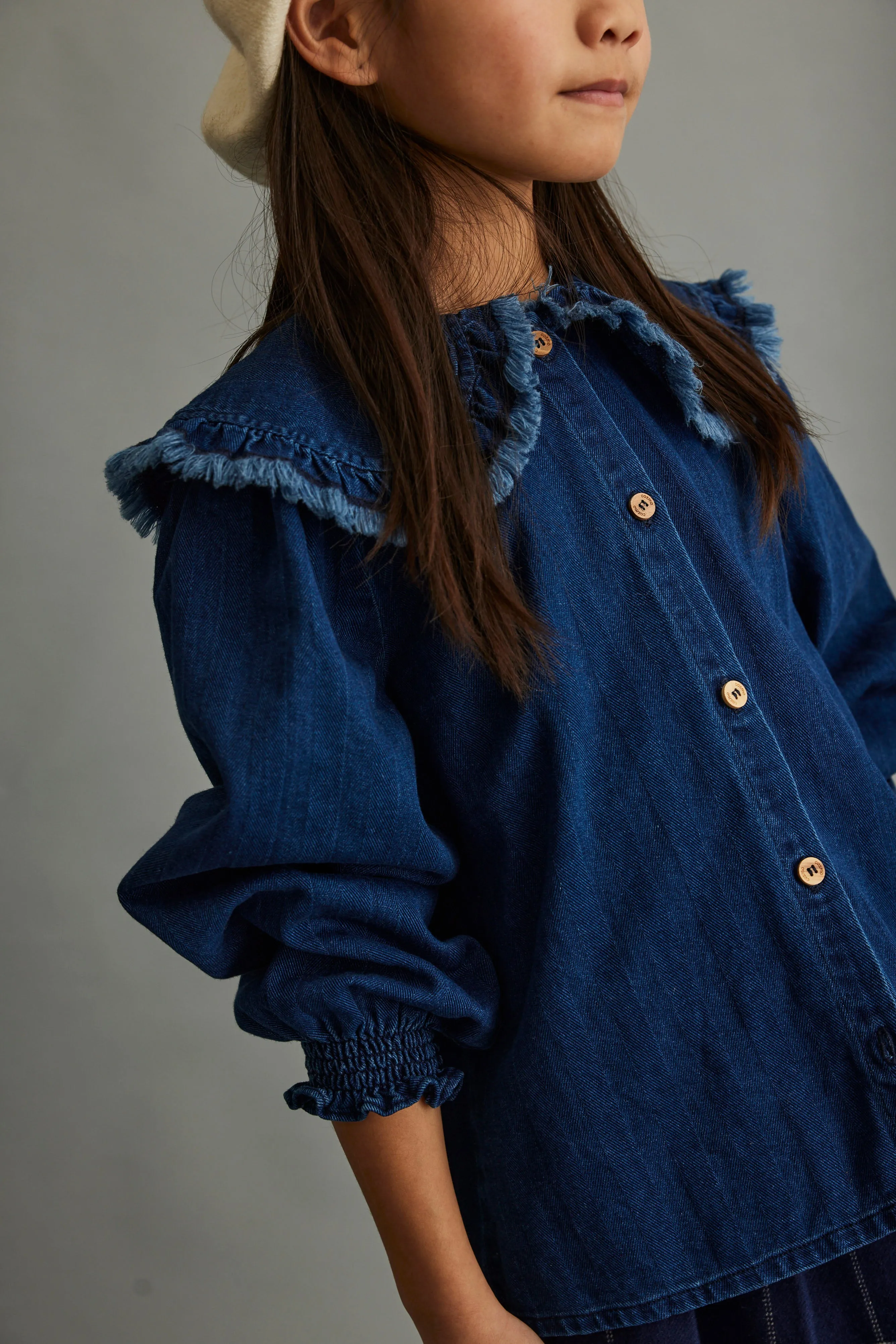 HERRINGBONE DENIM BLOUSE