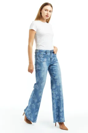 High Rise Relaxed Patch Pkt Flare Jean