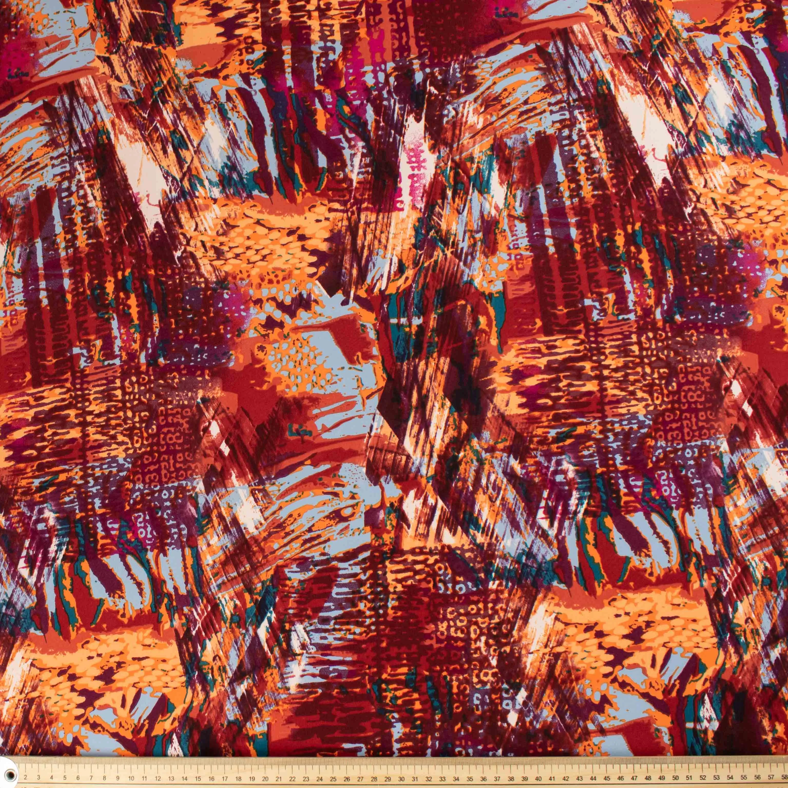 Ice Wash Prints Maroon & Orange Stripe Abstract