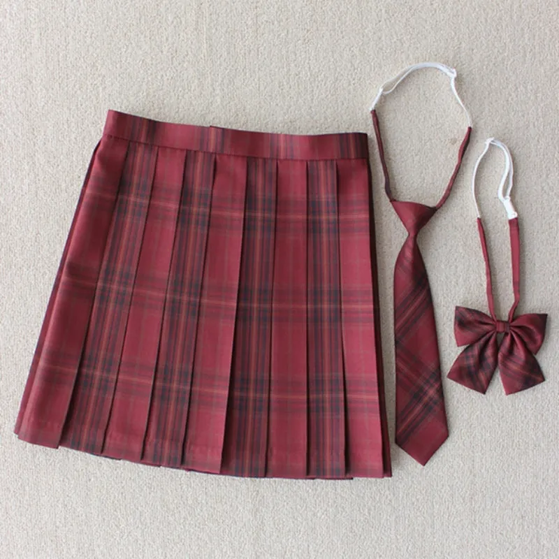 [Jujube Flower Red] JK vintage plaid uniform skirt