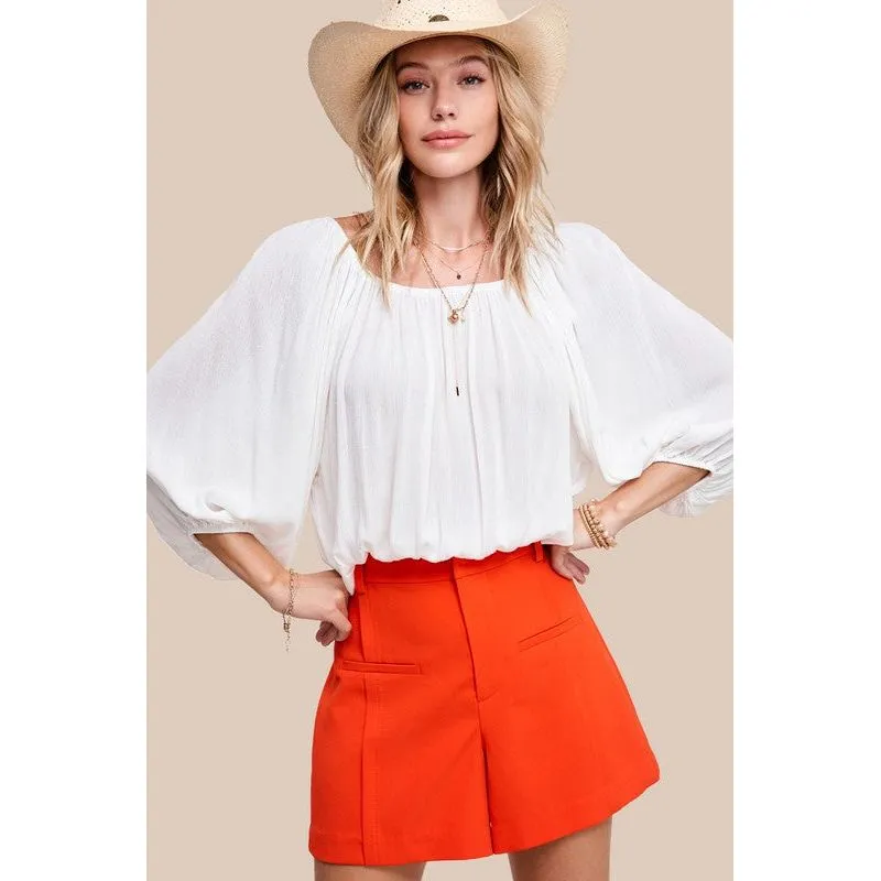 LA MIEL Women's Chic Off-the-shoulders Top with Ballon Sleeves - Jenna Top