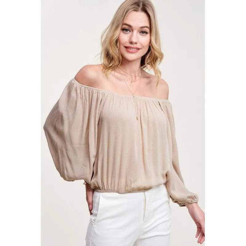 LA MIEL Women's Chic Off-the-shoulders Top with Ballon Sleeves - Jenna Top