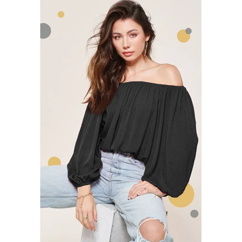 LA MIEL Women's Chic Off-the-shoulders Top with Ballon Sleeves - Jenna Top