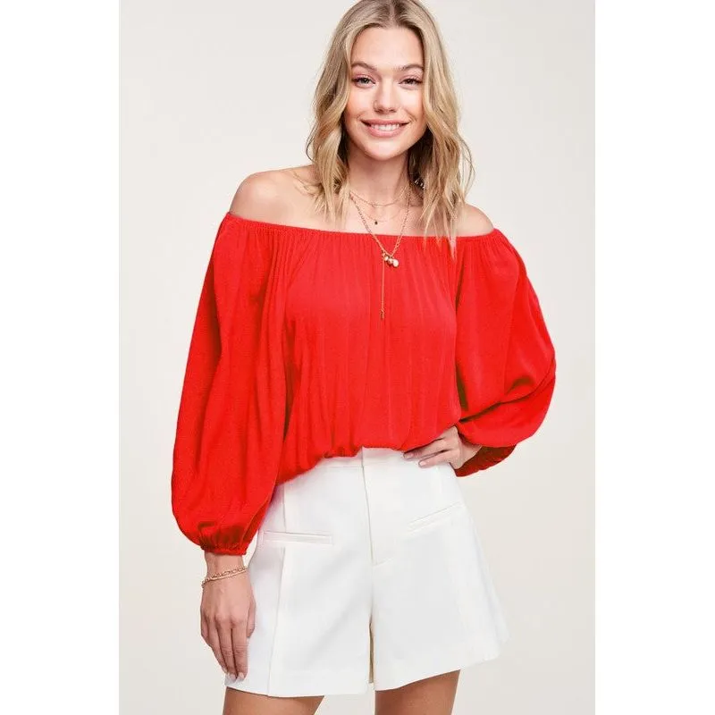 LA MIEL Women's Chic Off-the-shoulders Top with Ballon Sleeves - Jenna Top