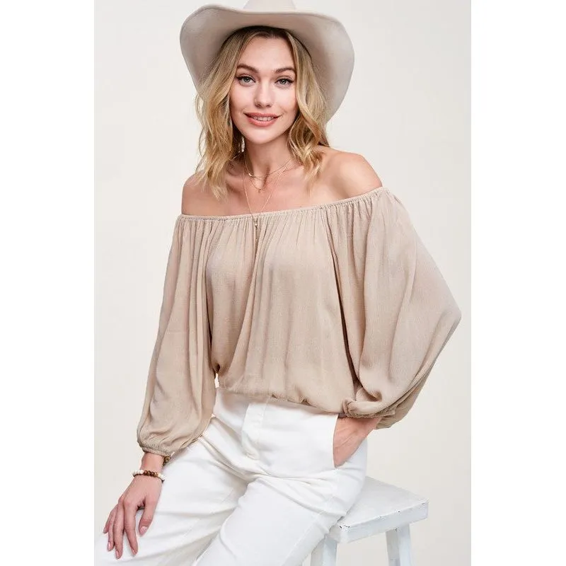 LA MIEL Women's Chic Off-the-shoulders Top with Ballon Sleeves - Jenna Top