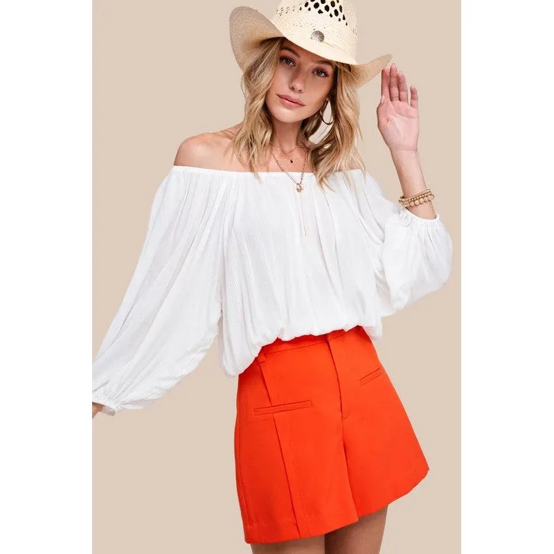 LA MIEL Women's Chic Off-the-shoulders Top with Ballon Sleeves - Jenna Top