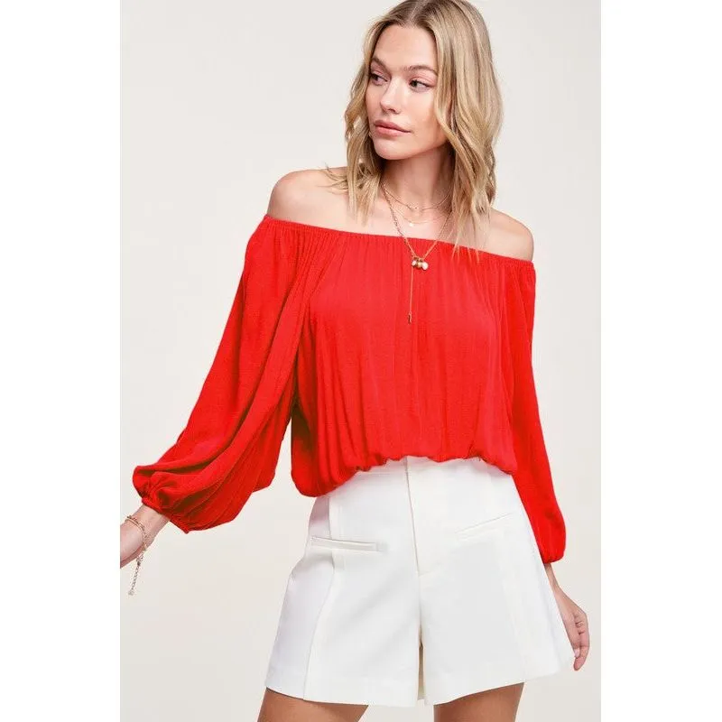 LA MIEL Women's Chic Off-the-shoulders Top with Ballon Sleeves - Jenna Top