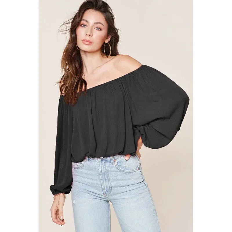 LA MIEL Women's Chic Off-the-shoulders Top with Ballon Sleeves - Jenna Top