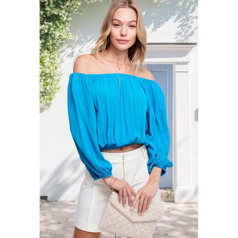 LA MIEL Women's Chic Off-the-shoulders Top with Ballon Sleeves - Jenna Top