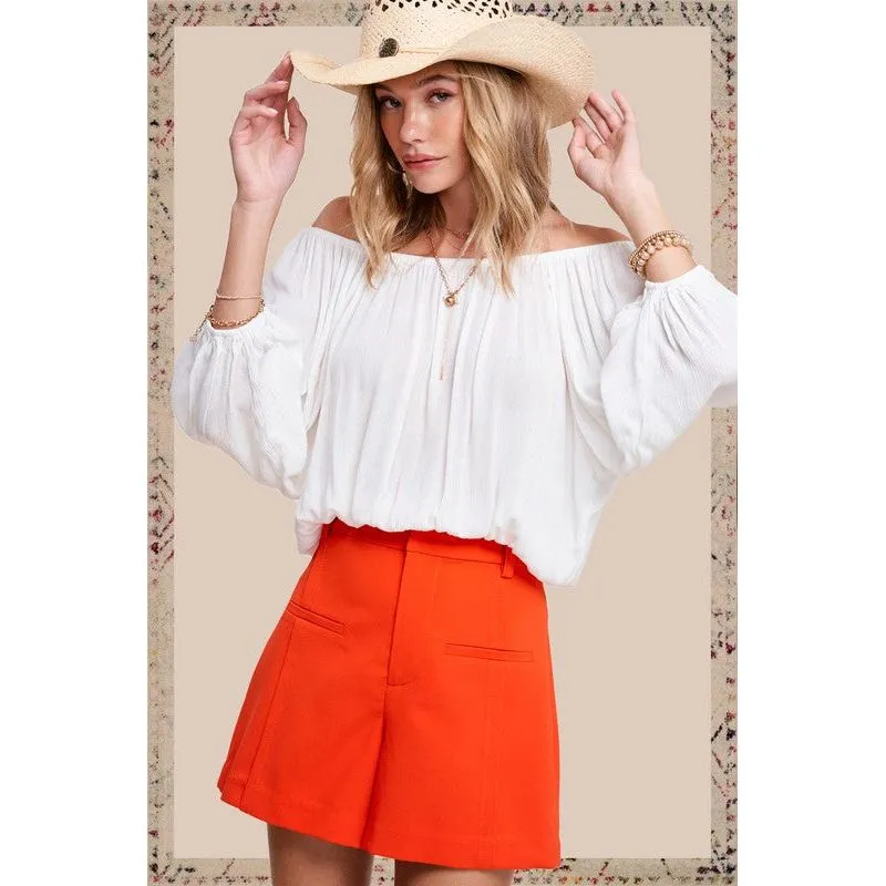 LA MIEL Women's Chic Off-the-shoulders Top with Ballon Sleeves - Jenna Top