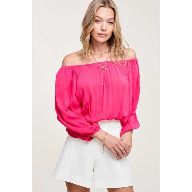 LA MIEL Women's Chic Off-the-shoulders Top with Ballon Sleeves - Jenna Top