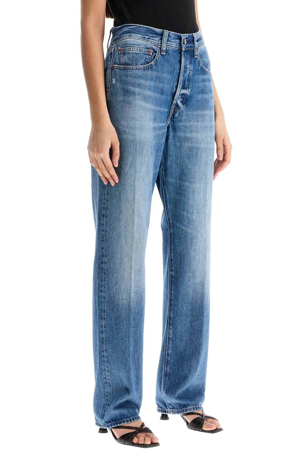 Light Blue High-waisted Straight Womens Jeans