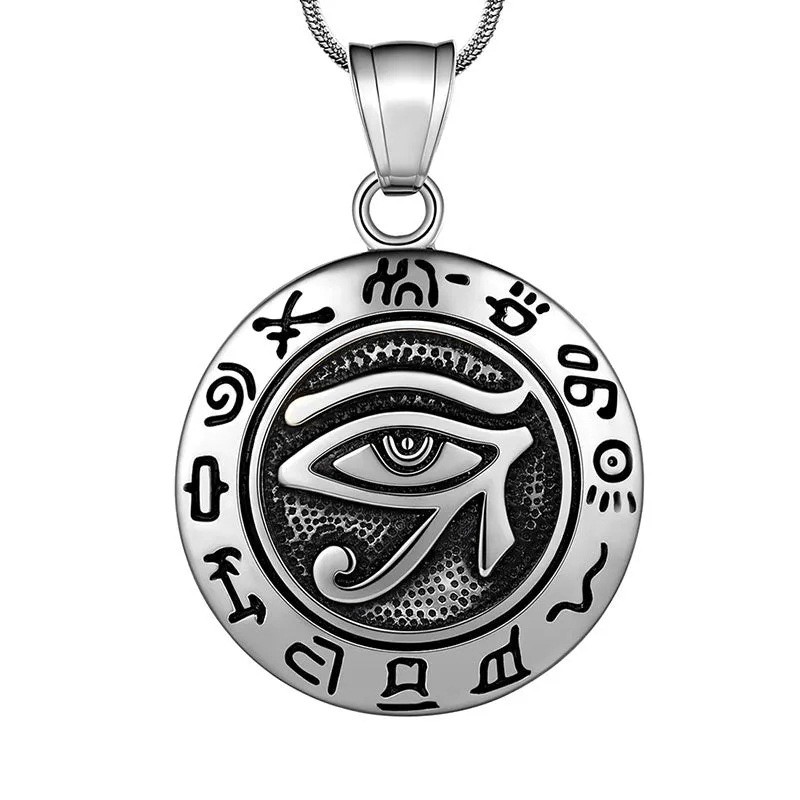 Men Eye of Horus Necklace Pendant Amulet Jewelry 316L Stainless Steel