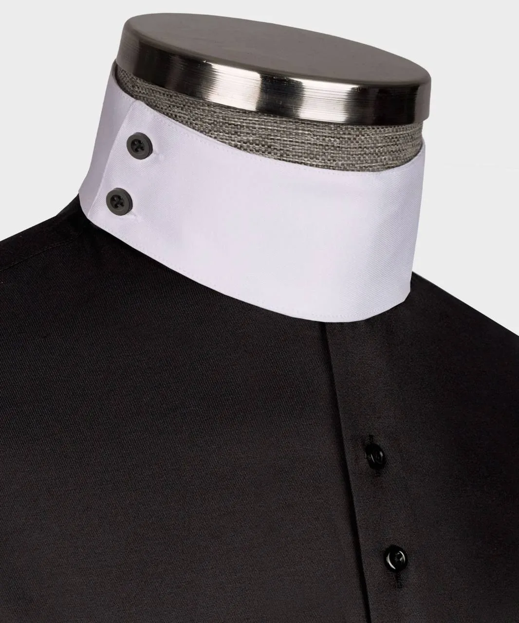 Mens Black Shirt With White High Collar